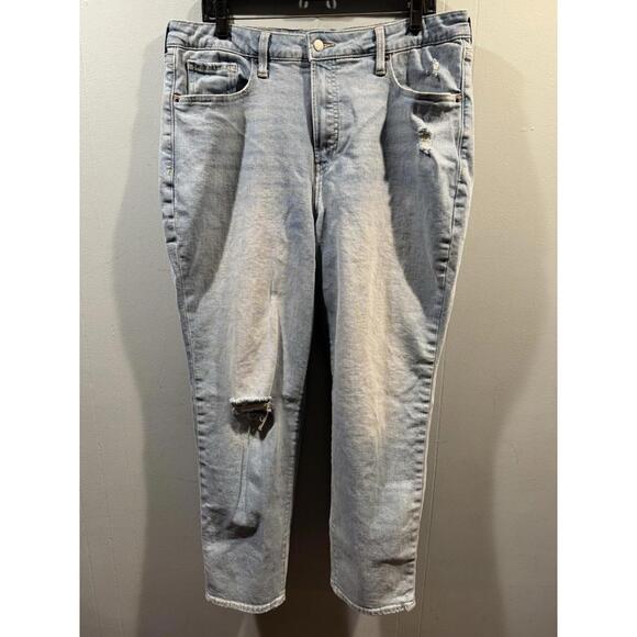 Womens Old Navy Size 16 Jeans High Rise O.G. Straight Blue Distressed - Picture 1 of 6